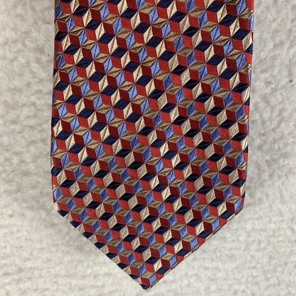 Paul Fredrick Necktie Men's Multicolor Geometric 100% Silk Formal Business 9718 - Picture 2 of 8